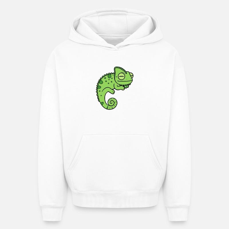 Caméléon - Sweat à capuche unisexe oversize épais SPREAD - blanc
