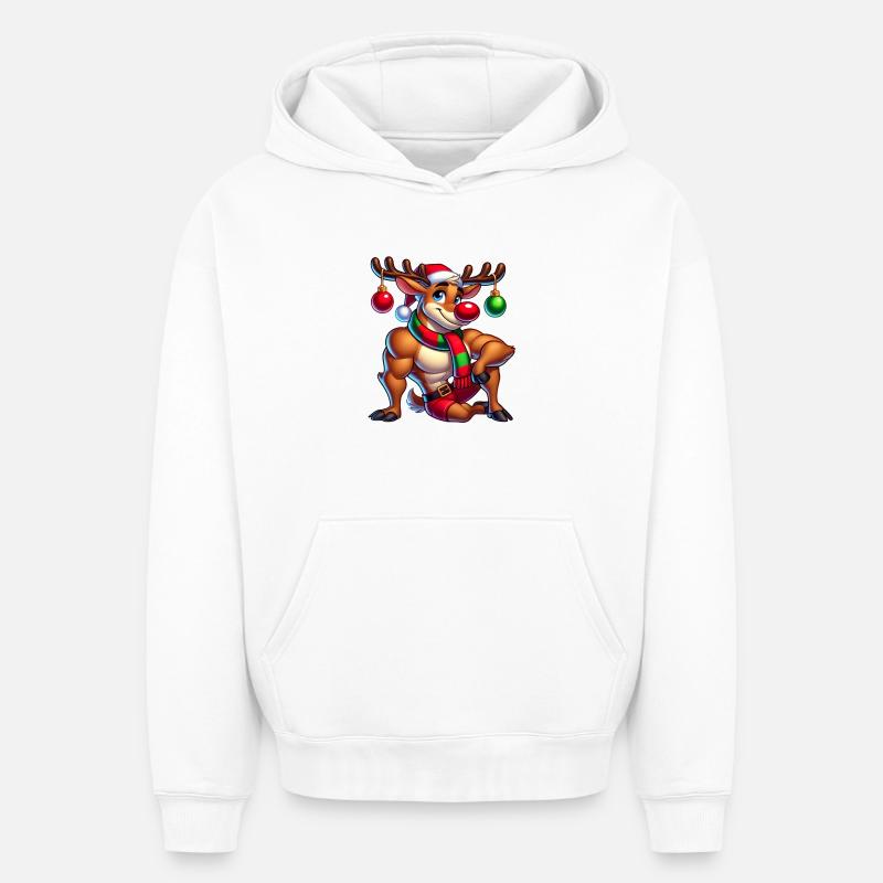 Renne de Noël Rudolf - Sweat à capuche unisexe oversize épais SPREAD - blanc