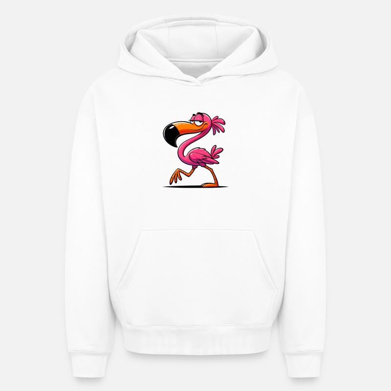 Flamant - Sweat à capuche unisexe oversize épais SPREAD - blanc