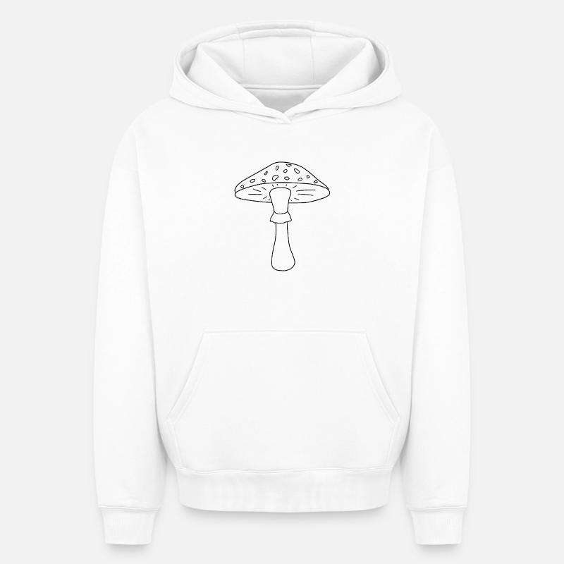 Champignon noir et blanc - Sweat à capuche unisexe oversize épais SPREAD - blanc