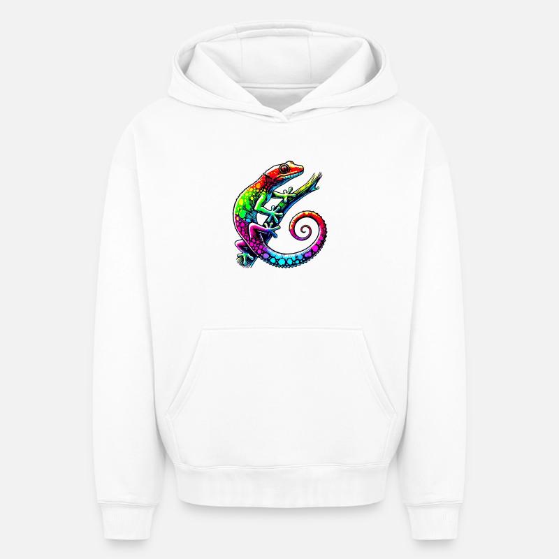 Gecko - Sweat à capuche unisexe oversize épais SPREAD - blanc