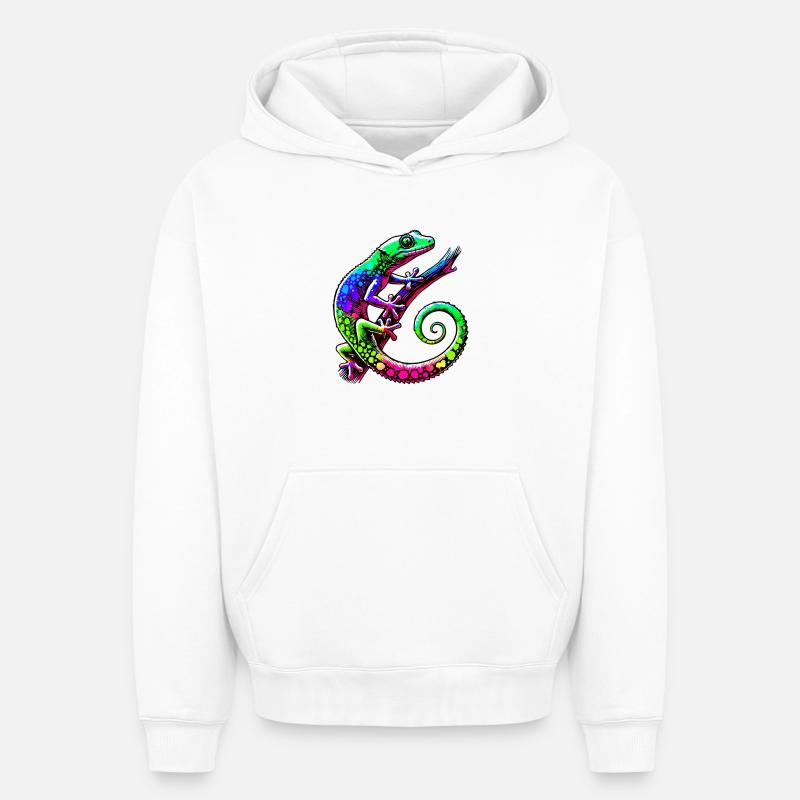 Gecko - Sweat à capuche unisexe oversize épais SPREAD - blanc