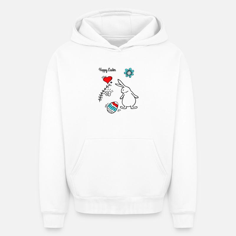 Joyeuses Pâques - Sweat à capuche unisexe oversize épais SPREAD - blanc