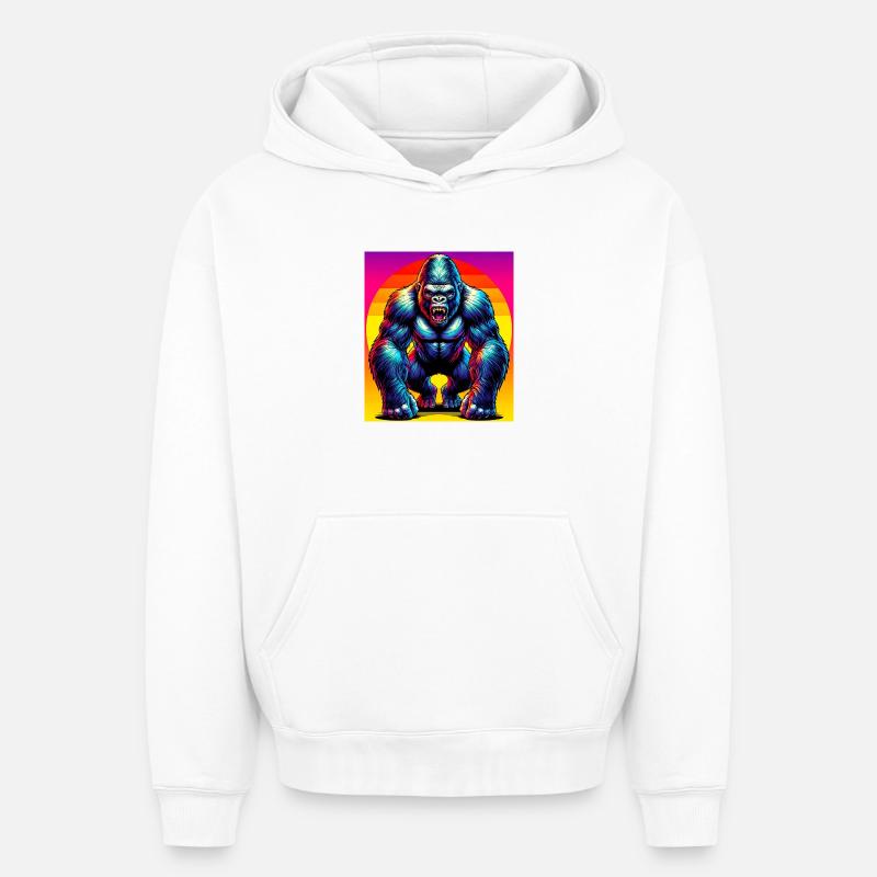 gorille - Sweat à capuche unisexe oversize épais SPREAD - blanc