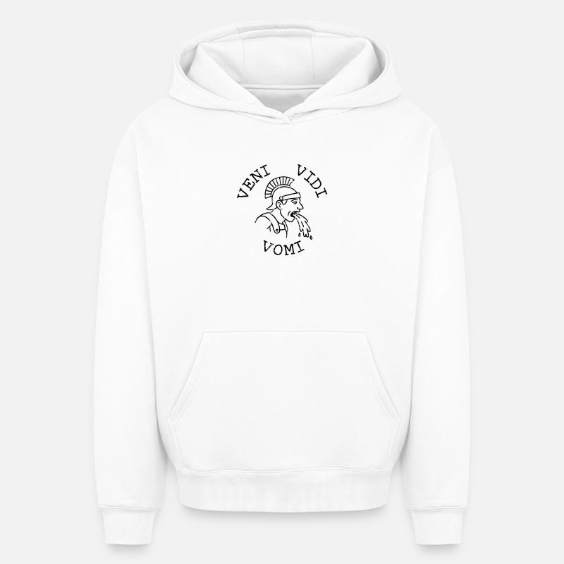 Veni vidi vomi - Sweat à capuche unisexe oversize épais SPREAD - blanc