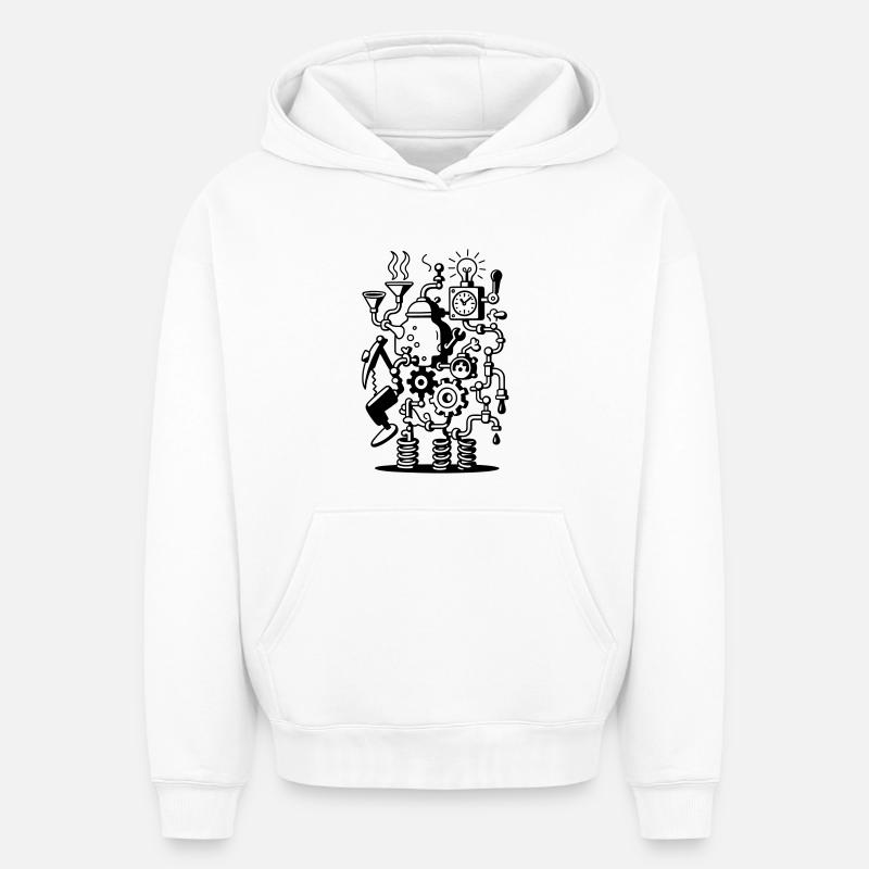Machine folle - Sweat à capuche unisexe oversize épais SPREAD - blanc