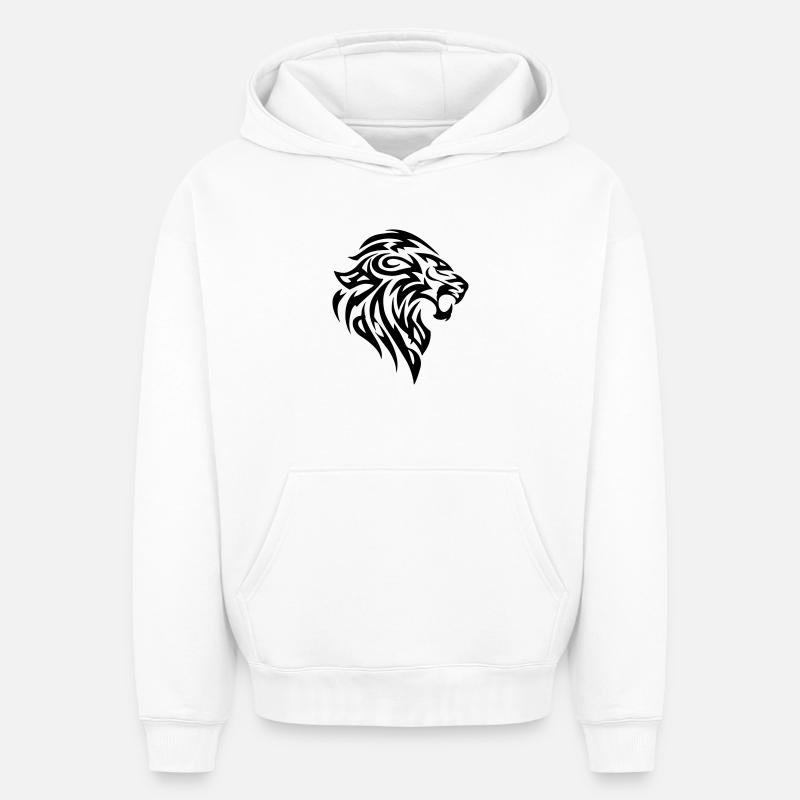 Leo Tribal - Sweat à capuche unisexe oversize épais SPREAD - blanc