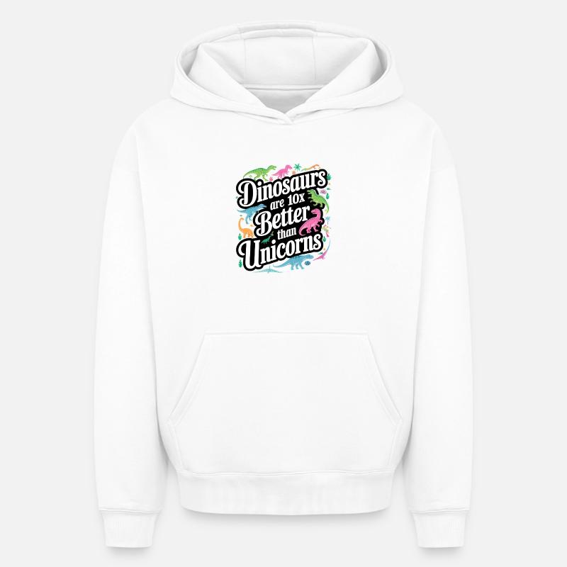 Dinosaurier überstrahlen Einhörner hell - Oversized Heavyweight Unisex Hoodie - Weiß