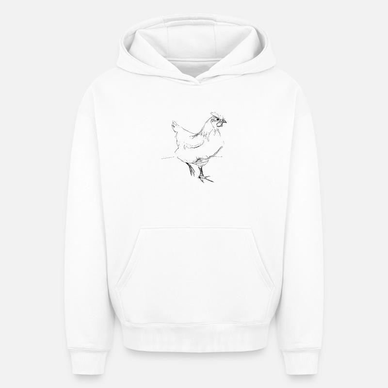 Poulet - Sweat à capuche unisexe oversize épais SPREAD - blanc
