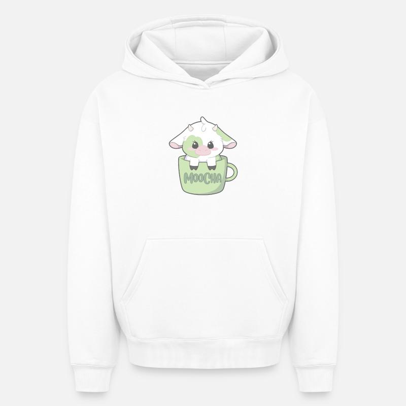 Moocha - Sweat à capuche unisexe oversize épais SPREAD - blanc