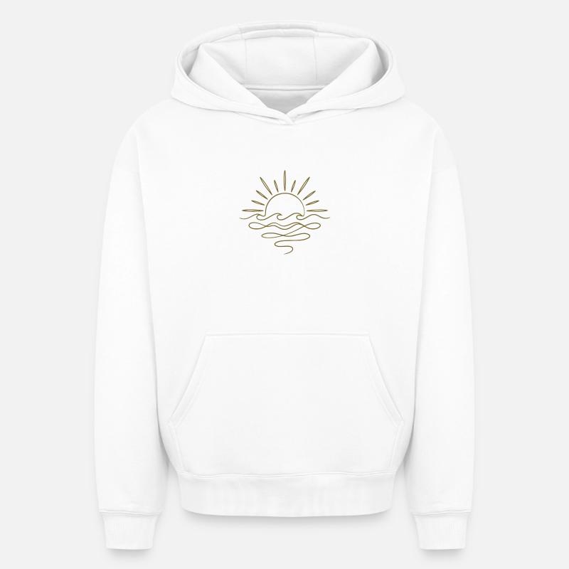 Soleil et mer bohèmes - Sweat à capuche unisexe oversize épais SPREAD - blanc