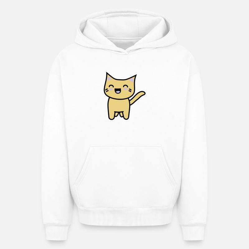 Kawaii Kitteh serait - Sweat à capuche unisexe oversize épais SPREAD - blanc