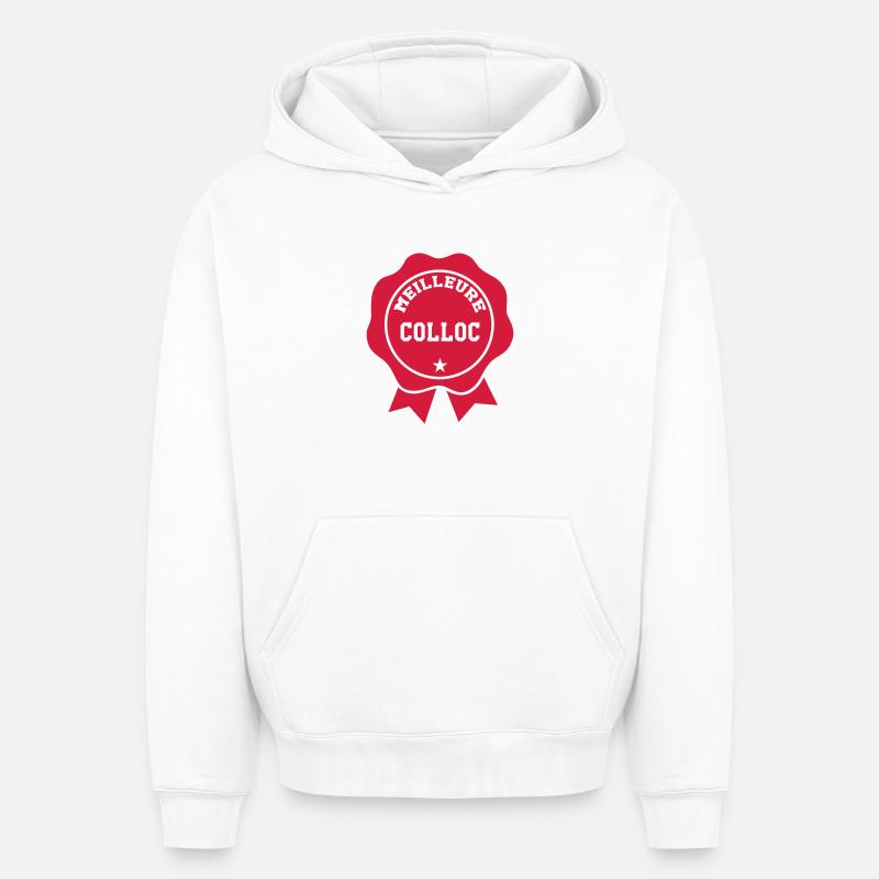 Meilleure Colloc - Sweat à capuche unisexe oversize épais SPREAD - blanc