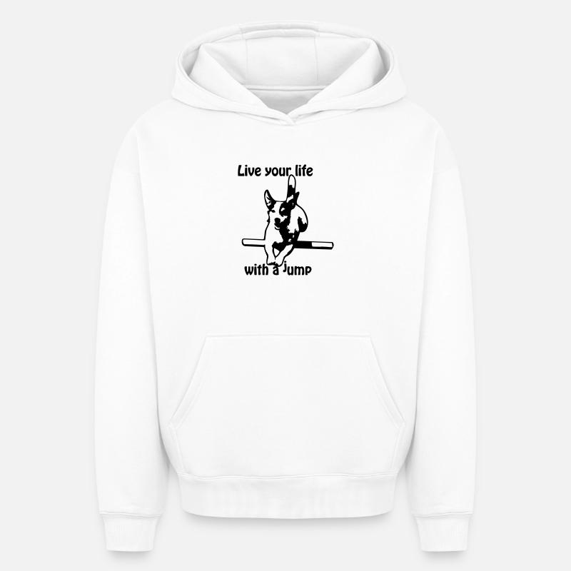 Agility Jack Russel Terrier - Sweat à capuche unisexe oversize épais SPREAD - blanc