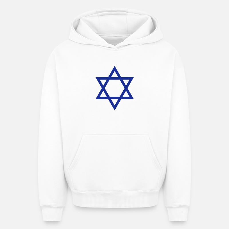 Étoile de David, roi d'Israël - Sweat à capuche unisexe oversize épais SPREAD - blanc