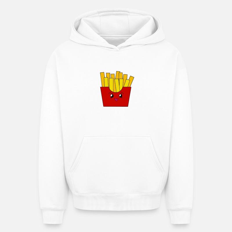 Frites  - Sweat à capuche unisexe oversize épais SPREAD - blanc