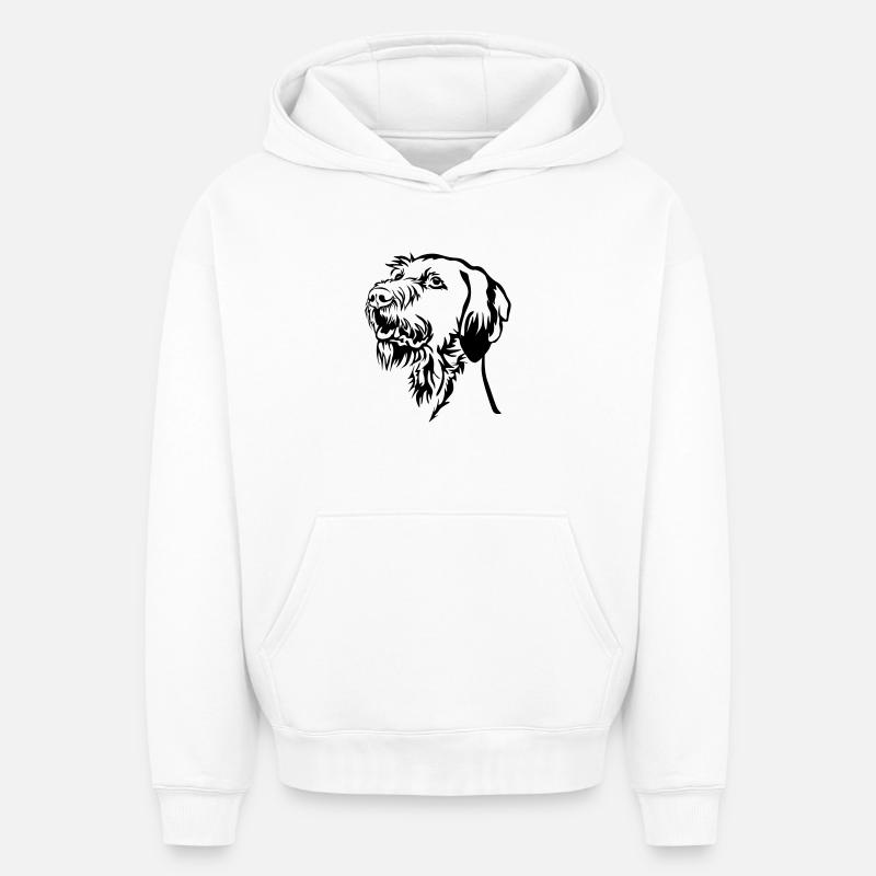 Tête de Magyar Vizsla - Sweat à capuche unisexe oversize épais SPREAD - blanc