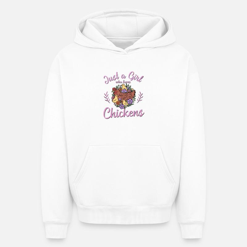 Poulets - Sweat à capuche unisexe oversize épais SPREAD - blanc