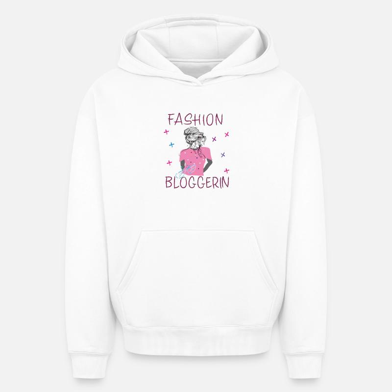 Fille,Blogueuse, Mode - Sweat à capuche unisexe oversize épais SPREAD - blanc