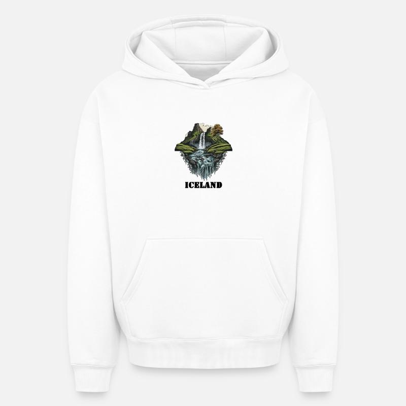Islande - Sweat à capuche unisexe oversize épais SPREAD - blanc