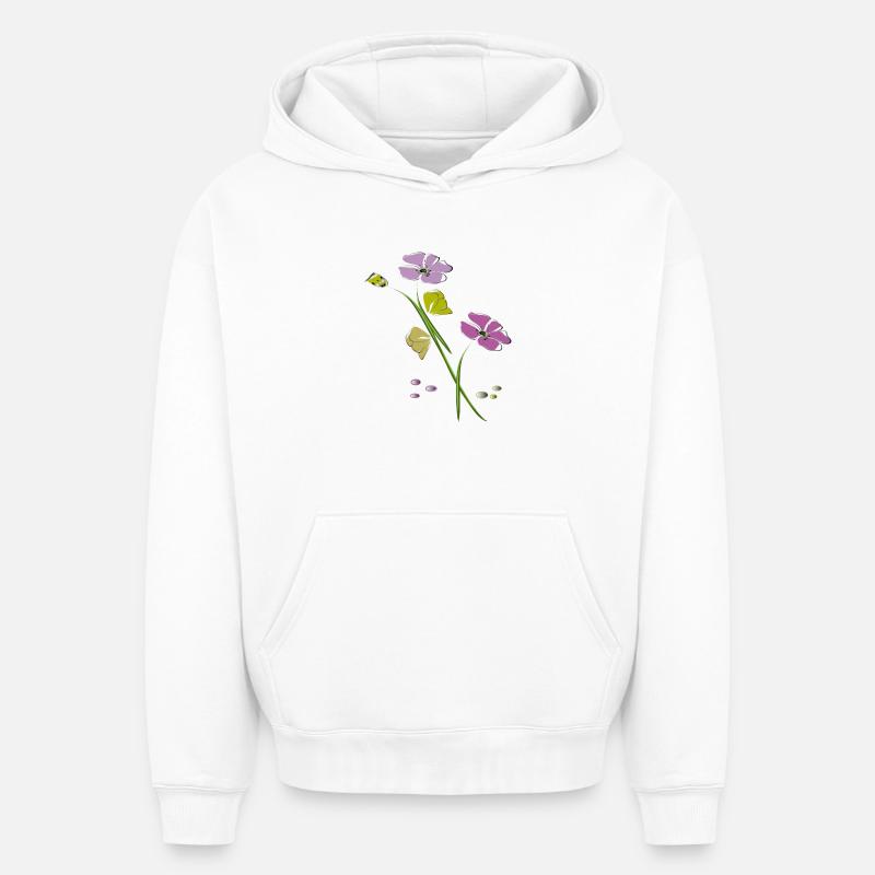 Blumen, Fleurs - Sweat à capuche unisexe oversize épais SPREAD - blanc