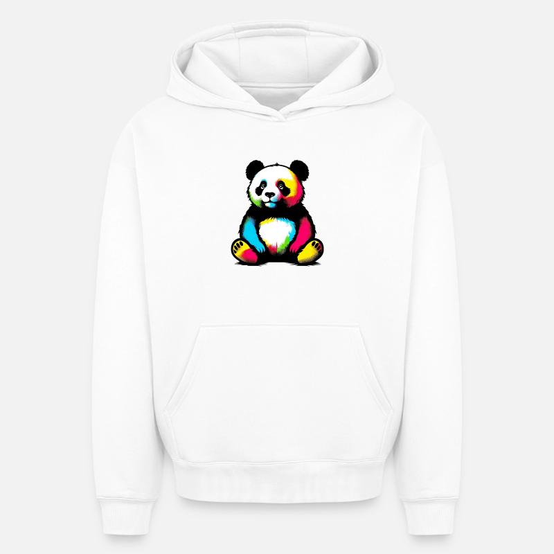 Panda - Sweat à capuche unisexe oversize épais SPREAD - blanc