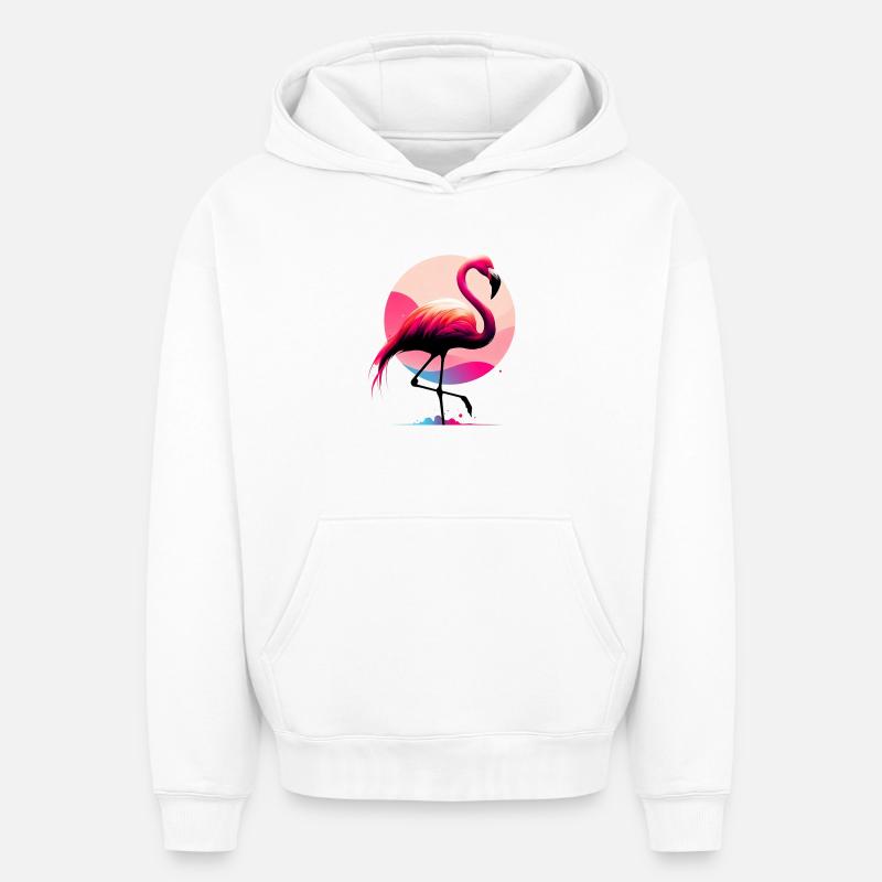 Flamant - Sweat à capuche unisexe oversize épais SPREAD - blanc
