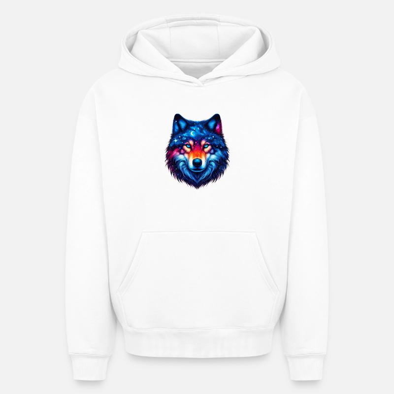 Loup - Sweat à capuche unisexe oversize épais SPREAD - blanc