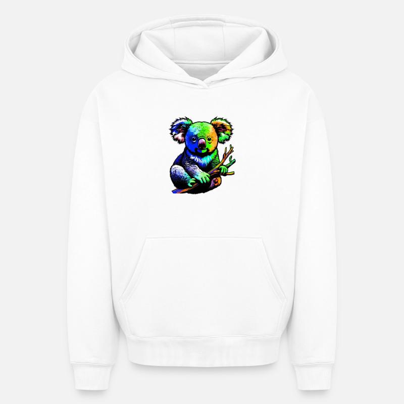 Koala - Sweat à capuche unisexe oversize épais SPREAD - blanc