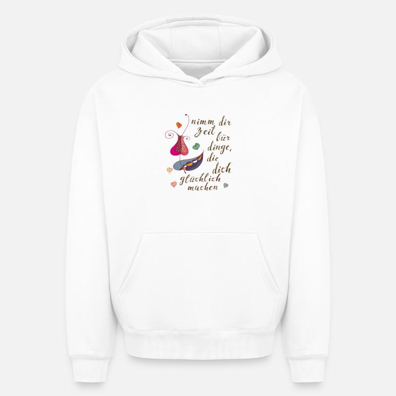 prenez votre temps - Sweat à capuche unisexe oversize épais SPREAD - blanc