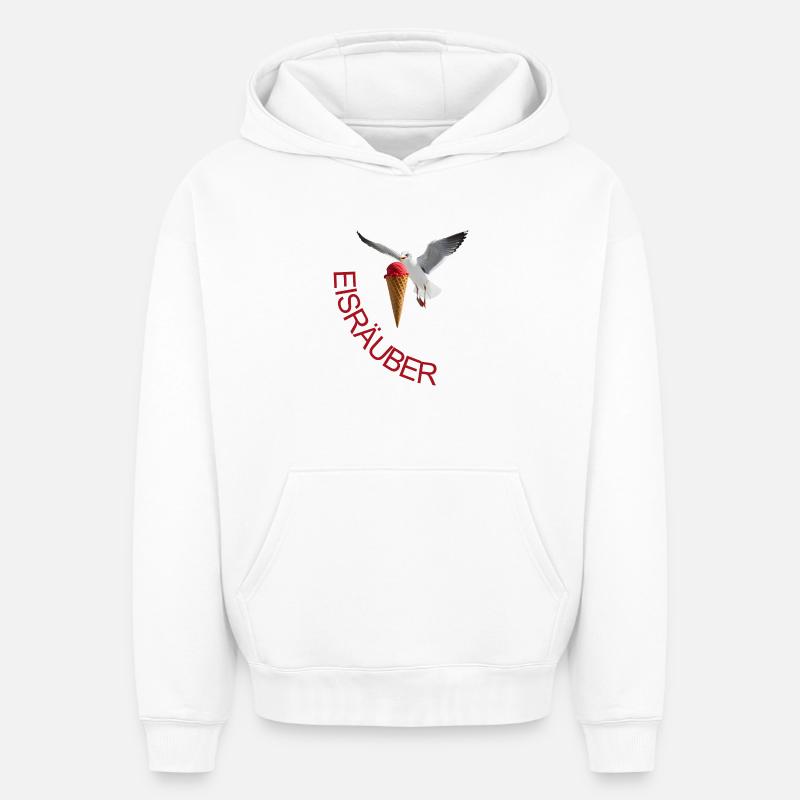 Möwe mit Eiscreme Eisräuber - Sweat à capuche unisexe oversize épais SPREAD - blanc