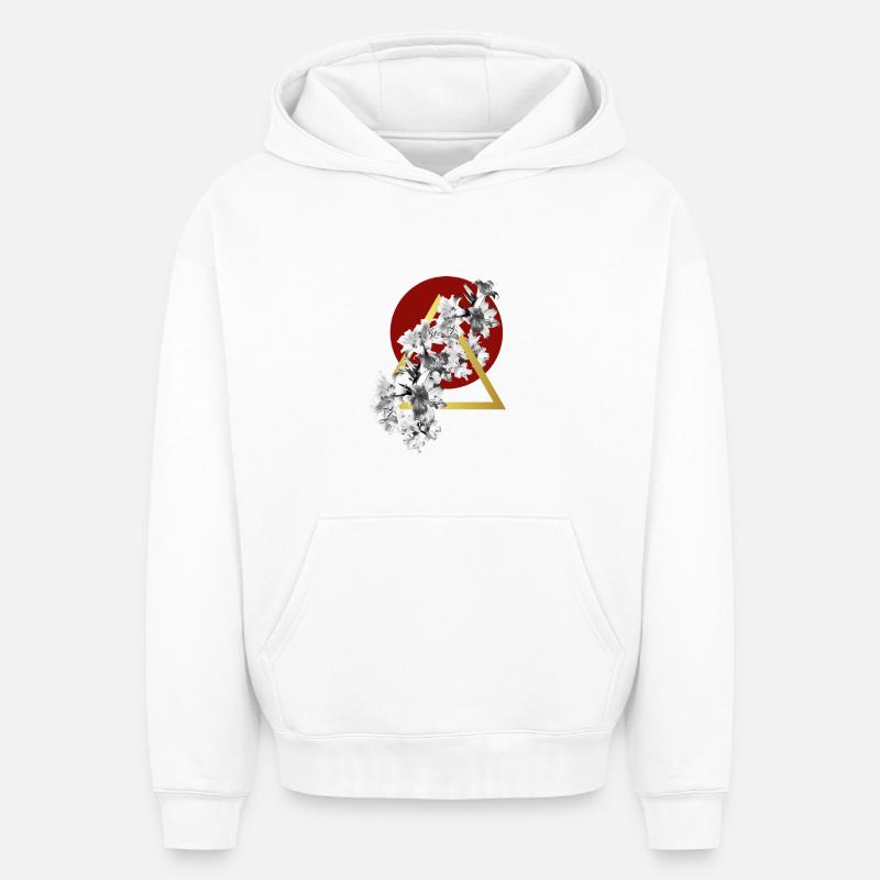 Lys dorés géométriques - Sweat à capuche unisexe oversize épais SPREAD - blanc