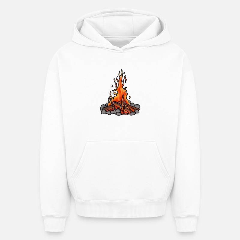 Feu de camp - Sweat à capuche unisexe oversize épais SPREAD - blanc