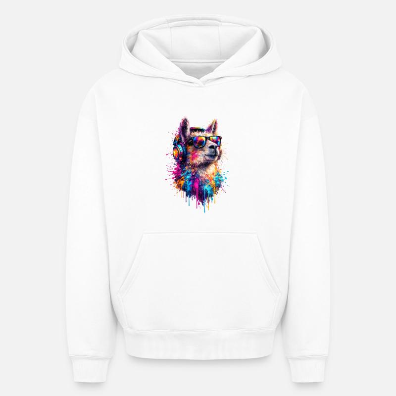 Pop Art des lamas - Sweat à capuche unisexe oversize épais SPREAD - blanc