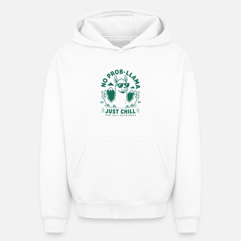 Lama de méditation Llamaste - Sweat à capuche unisexe oversize épais SPREAD - blanc
