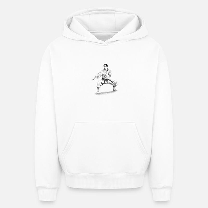 karate - Sweat à capuche unisexe oversize épais SPREAD - blanc