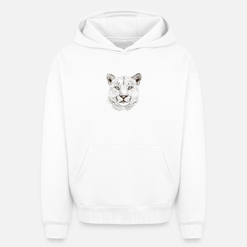cougar - Sweat à capuche unisexe oversize épais SPREAD - blanc