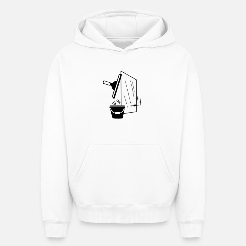 Laveur de vitres 5 - Sweat à capuche unisexe oversize épais SPREAD - blanc