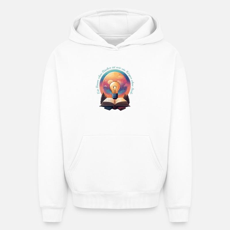 Livres Nerd - Sweat à capuche unisexe oversize épais SPREAD - blanc
