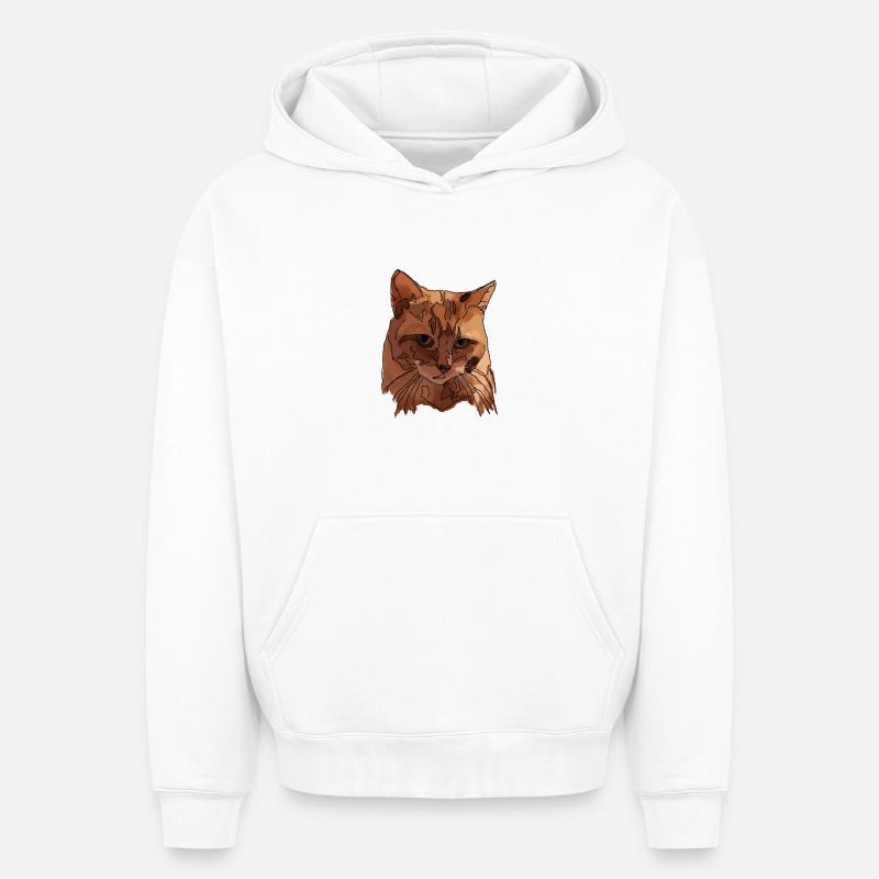 Chat - Sweat à capuche unisexe oversize épais SPREAD - blanc