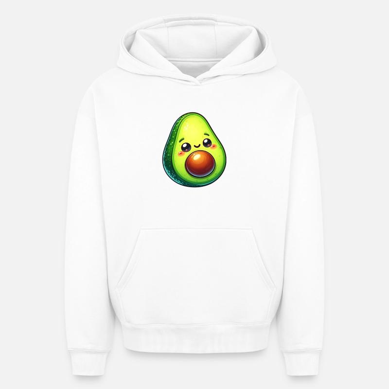 Avocat - Sweat à capuche unisexe oversize épais SPREAD - blanc