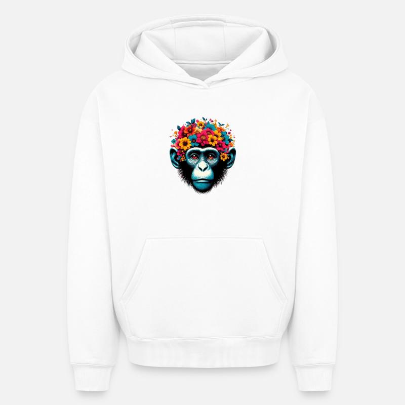 Singe - Sweat à capuche unisexe oversize épais SPREAD - blanc