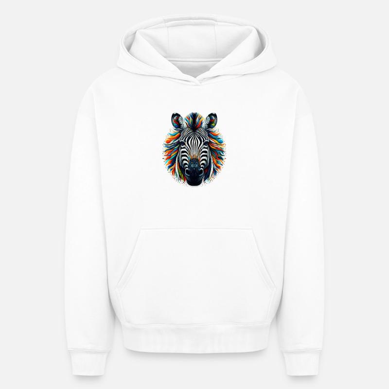Zèbre - Sweat à capuche unisexe oversize épais SPREAD - blanc