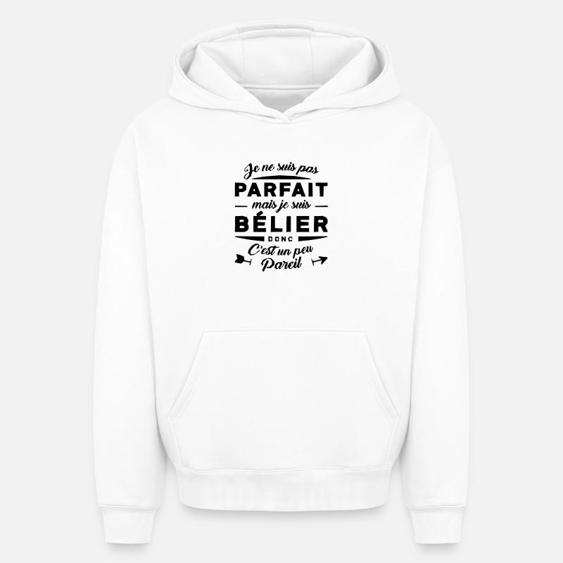 BELIER PARFAIT - Sweat à capuche unisexe oversize épais SPREAD - blanc