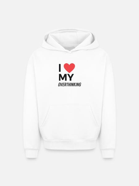 J’adore trop réfléchir - Sweat à capuche unisexe oversize épais SPREAD - blanc