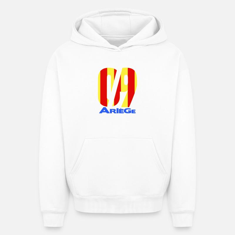 09 Ariège - Sweat à capuche unisexe oversize épais SPREAD - blanc