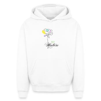 Fleurs colorées Bio Nature - Sweat à capuche unisexe oversize épais SPREAD - blanc - Devant - AI Model Female 172 dark (172cm) & AI Model Male 185 light (185cm)
