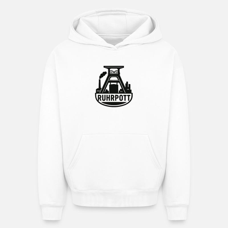Silhouette industrielle de Ruhrpott - Sweat à capuche unisexe oversize épais SPREAD - blanc