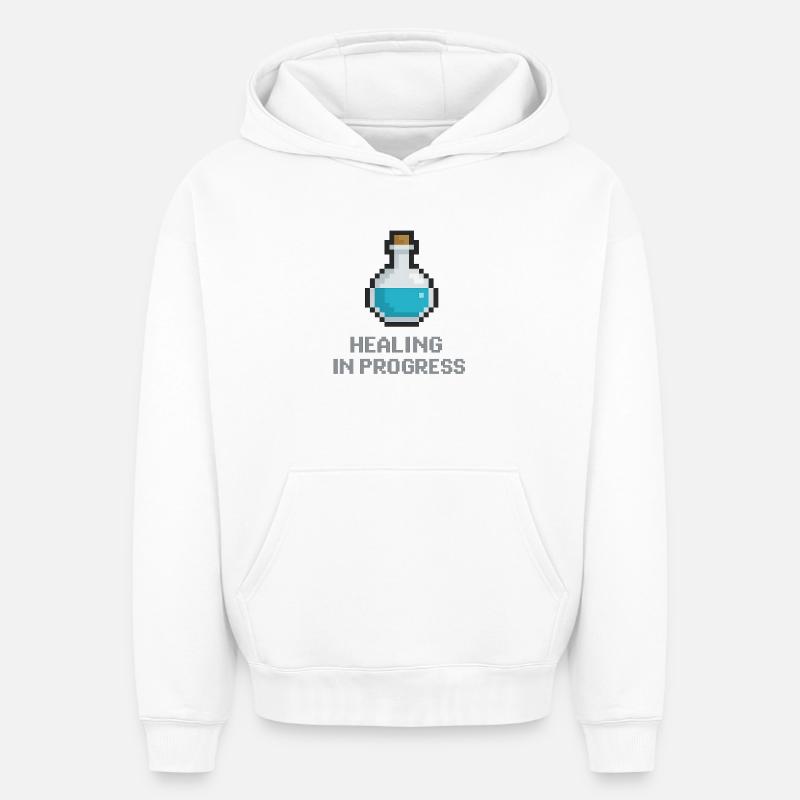Potion de Guérison Pixel - Sweat à capuche unisexe oversize épais SPREAD - blanc