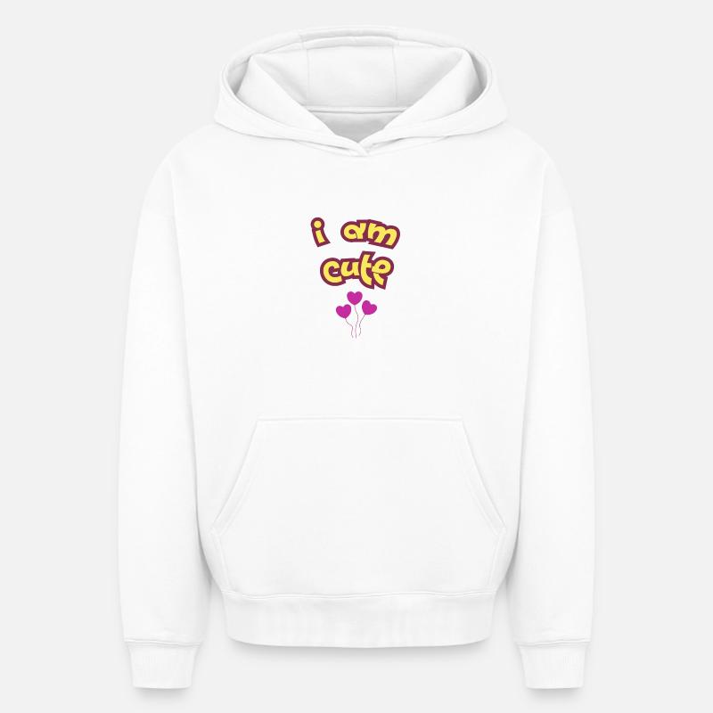 I AM CUTE - Sweat à capuche unisexe oversize épais SPREAD - blanc